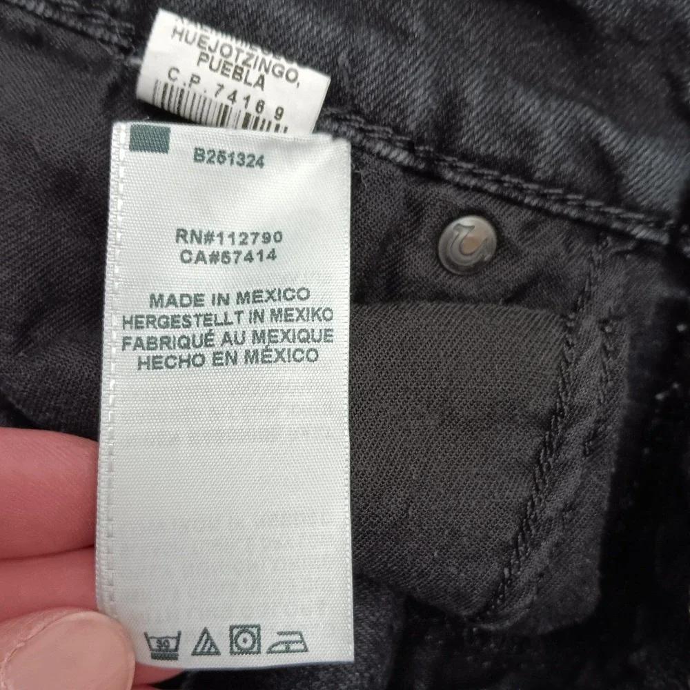 Men‎ Short 27 Inseam True Religion Black Jeans 36 Slim No Flap Hemmed 102158